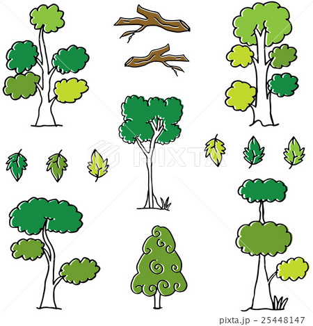 Doodle of tree set different collection Doodle of tree set different collection 25448147