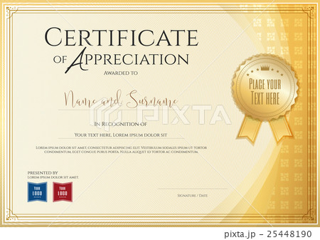 Certificate template for appreciation gold theme 25448190
