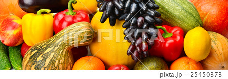bright background of fruits and vegetables 25450373
