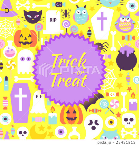 Halloween Trick Or Treat Trendy Posterのイラスト素材