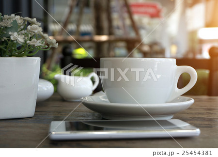 A cup of americano Coffee in coffee shop 25454381