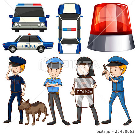 Policeman and police cars - Stock Illustration [25458663] - PIXTA