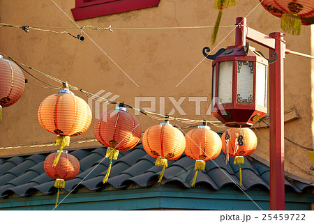 Beautiful red Chinese lanterns in Chinatown of Los 25459722