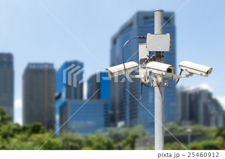 CCTV pillar with the building background 25460912