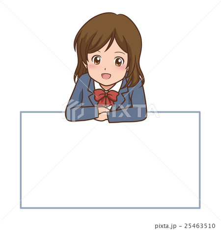 女の子 学生 イラストのイラスト素材