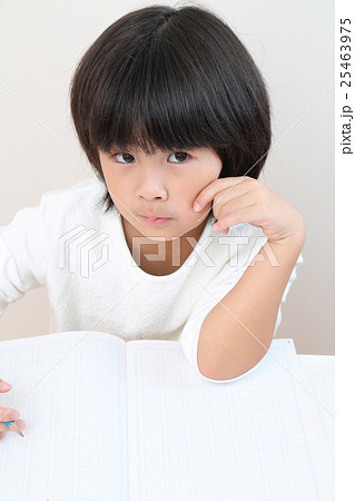 勉強をする小学1年生の女の子 25463975