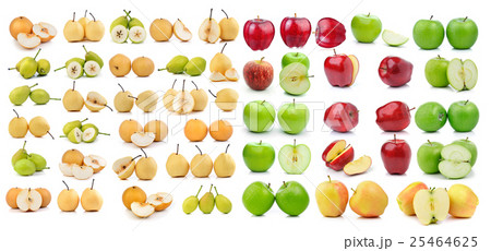 set of pear and apple isolated on white background 25464625