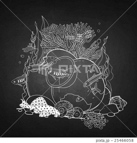 Graphic aquarium fish with broken jar 25466058