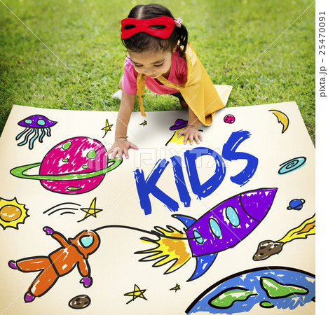 Kids Space Rocket Planet Graphic Concept 25470091