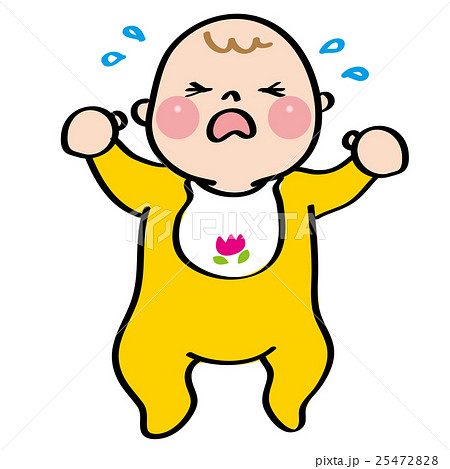赤ちゃん泣き顔のイラスト素材