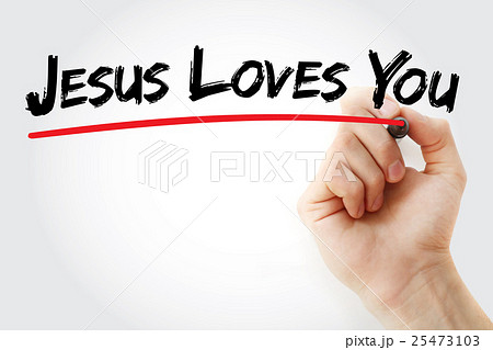 Hand writing Jesus Loves You with marker 25473103