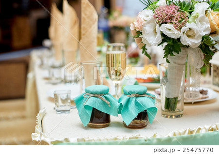 wedding table decorated with flowers in restaurant wedding table decorated with flowers in restaurant 25475770