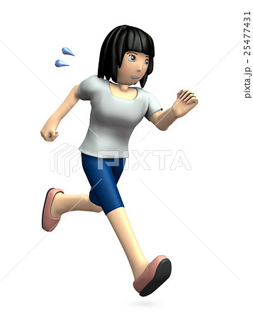 右向きに走る若い女性のイラスト素材