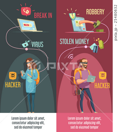 Hackers 2 Retro Vertical Cartoon Banners  25480632