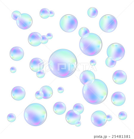 Realistic soap bubbles with rainbow reflection set 25481381