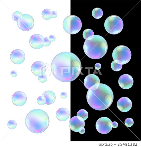 Realistic soap bubbles with rainbow reflection set 25481382