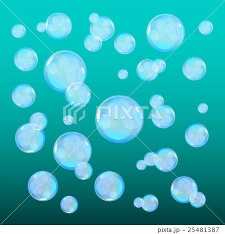 Bubbles in water on blue background horizontal 25481387