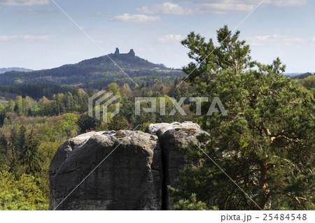 Sandstone rocks Hruba Skala Castle with Trosky Sandstone rocks Hruba Skala Castle with Trosky 25484548