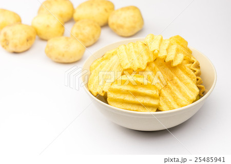 Potato chips on white background.. Potato chips on white background.. 25485941