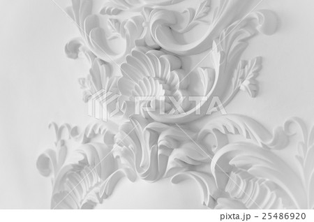 Luxury white wall design bas-relief with stucco Luxury white wall design bas-relief with stucco 25486920