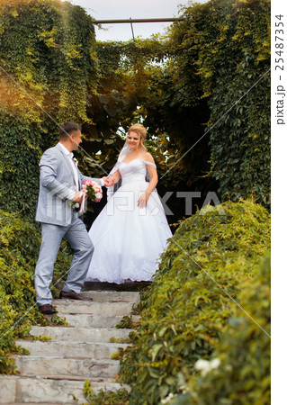 Wedding newlyweds walk Wedding newlyweds walk 25487354