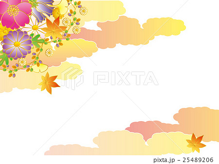 秋の花の背景素材 和柄のイラスト素材 2546