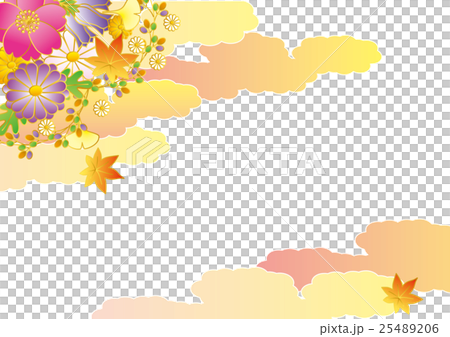 秋の花の背景素材 和柄のイラスト素材 25489206 Pixta