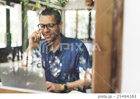 Man Working Coffee Shop Cafe Concept Man Working Coffee Shop Cafe Concept 25494163