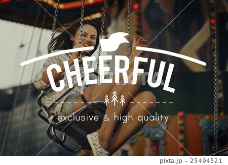Woman Carnival Ride Riding Happiness Fun Concept 25494521