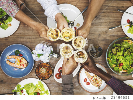 Friends Happiness Enjoying Dinning Eating Concept 25494631