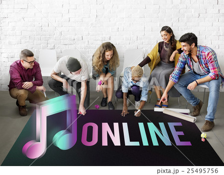 Digital Music Streaming Multimedia Entertainment Online Concept Digital Music Streaming Multimedia Entertainment Online Concept 25495756