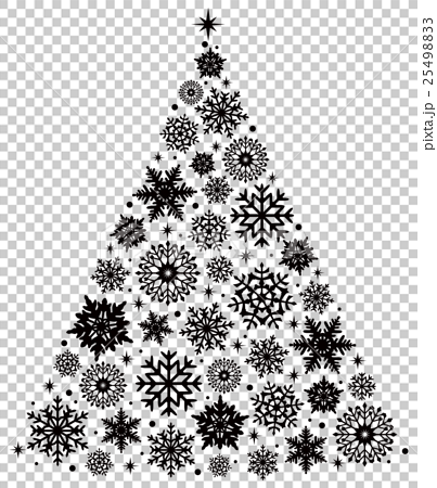 雪の結晶のツリー単品 白黒 のイラスト素材 2549