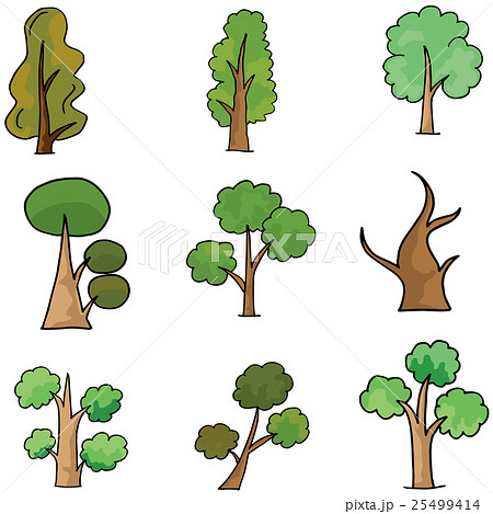 Collection of different tree doodles Collection of different tree doodles 25499414
