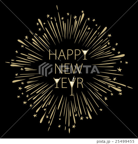 Happy New Year Card with Starburst. snowflake Happy New Year Card with Starburst. snowflake 25499455
