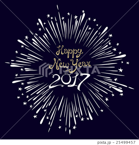 Happy New Year Card with Starburst. snowflake 25499457
