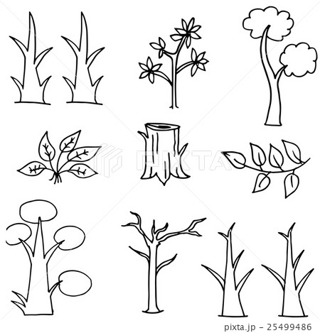 Doodle of tree cartoon hand draw Doodle of tree cartoon hand draw 25499486