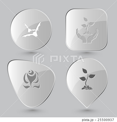 bats, plant in hands, abstract rose, sprout. 25500937