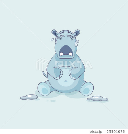 Emoji character cartoon Hippopotamus crying 25501076
