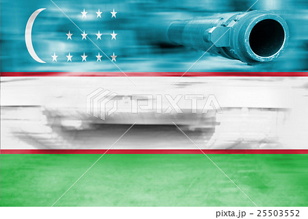 motion blur tank with Uzbekistan flag 25503552
