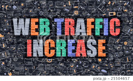 Web Traffic Increase in Multicolor. Doodle Design. 25504657
