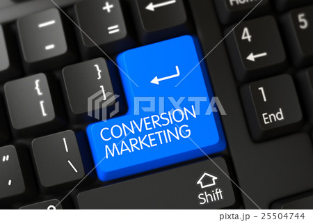 Blue Conversion Marketing Key on Keyboard. 3D. 25504744