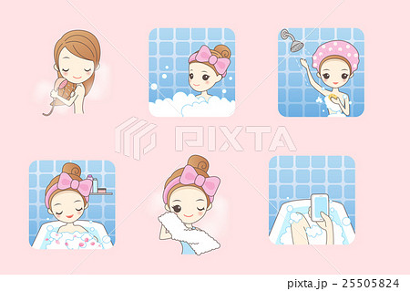 cartoon woman is taking bath - Stock Illustration [25505824] - PIXTA