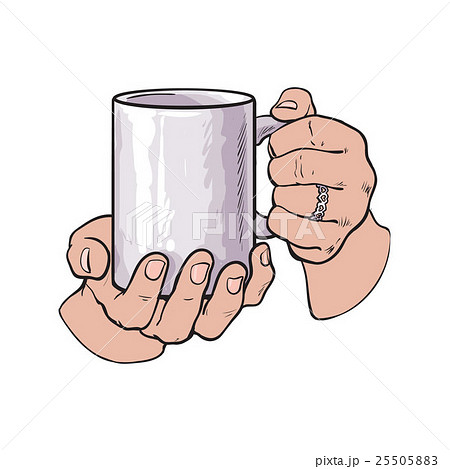 Female Hand Holding A Cup With Hot Beverageのイラスト素材