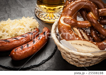 Pretzels, bratwurst and sauerkraut Pretzels, bratwurst and sauerkraut 25508198