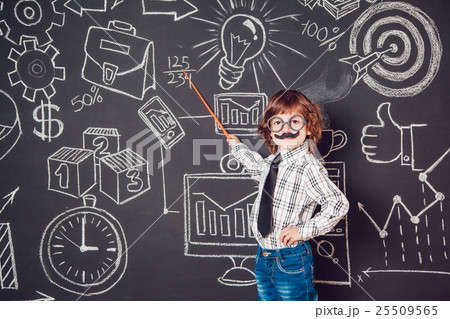 Little boy as businessman or teacher with mustache 25509565