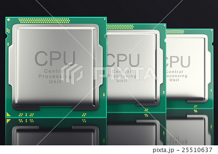 3d illustration computer PC CPU chip electronics 25510637