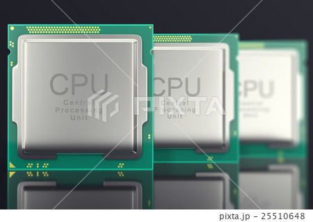 3d illustration modern multicore CPU on black 25510648