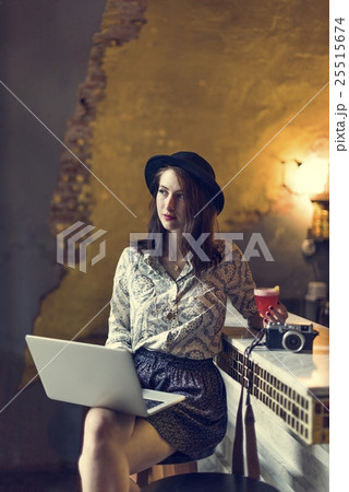 Woman Drinks Party Night Lifestyle Concept Woman Drinks Party Night Lifestyle Concept 25515674