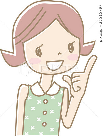 指を立てる若い女性（緑） 25515797