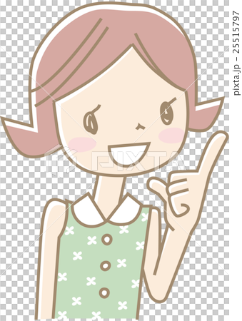 指を立てる若い女性（緑） 25515797